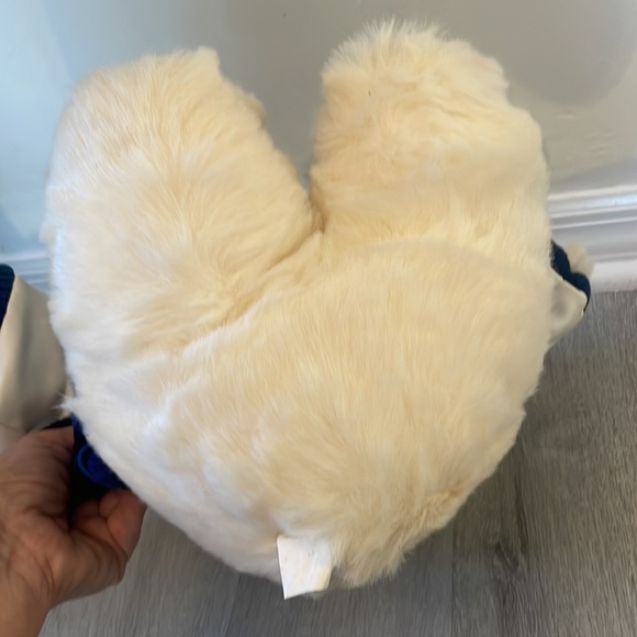 Vintage 1998 TEAM SANTA White Christmas Bear 15" Plush Blue Snap Jacket - Picture 7 of 10